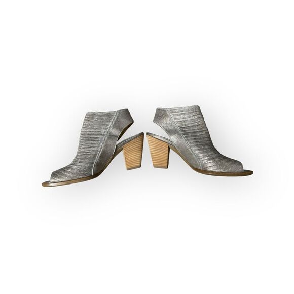 Paul Green Silver Peep Toe Leather Heels - (5.5) 8 US - Picture 7 of 13